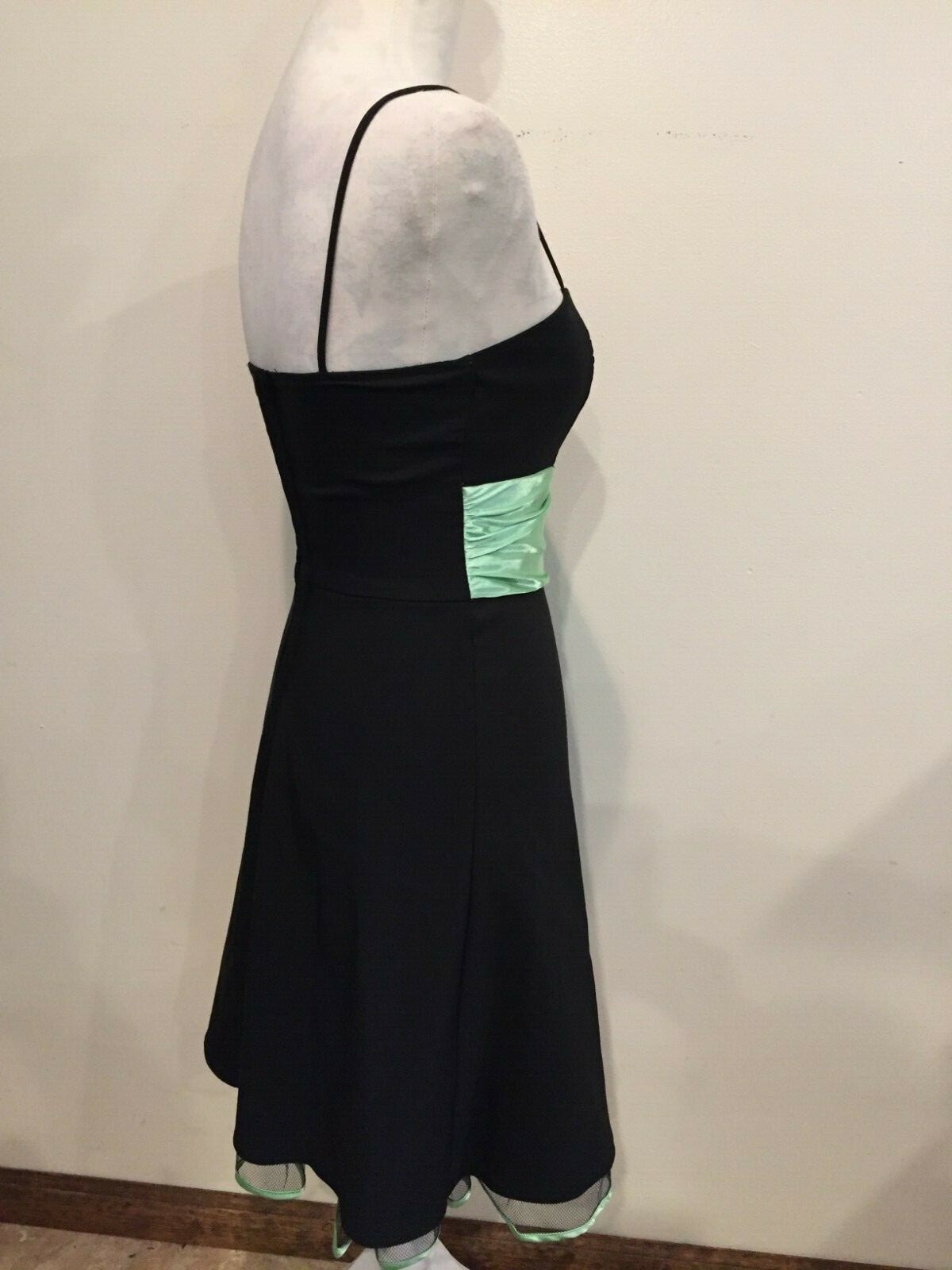 Masquerade Dress, Small, Spaghetti Straps, Mint Green Trim/Bow/front waist band
