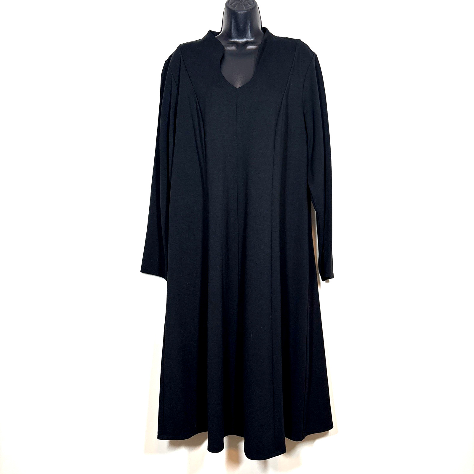 J Jill XL Wearever Dress ponte knit Black LS Midi Rayon blend shift