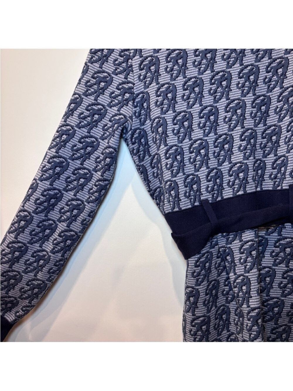 REDYAZEL Japan Monogram Knit Sweater Dress Belted Navy Logo Print 0483