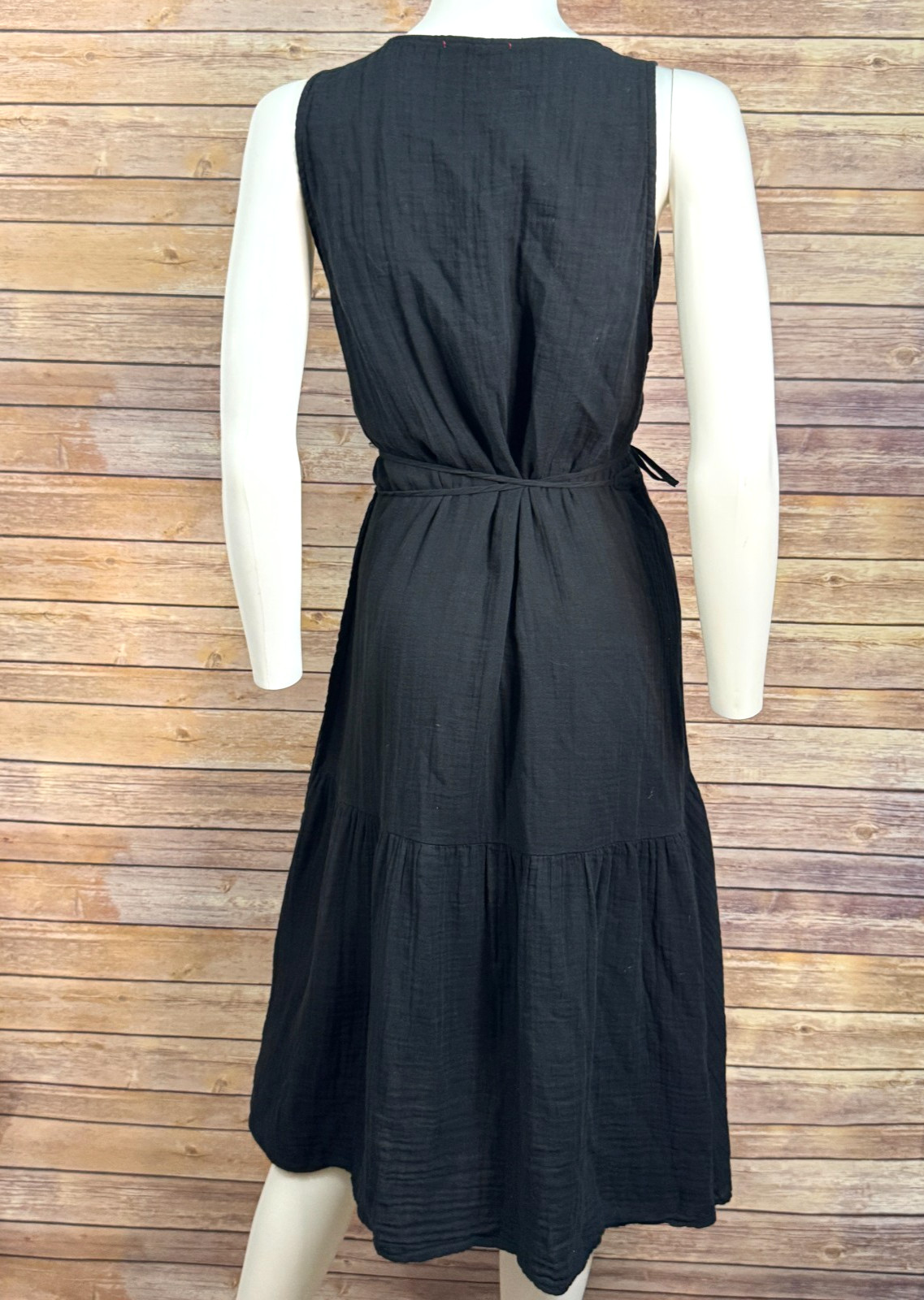 Stark X Womens Black Sleeveless 100% Cotton Wrap Dress L