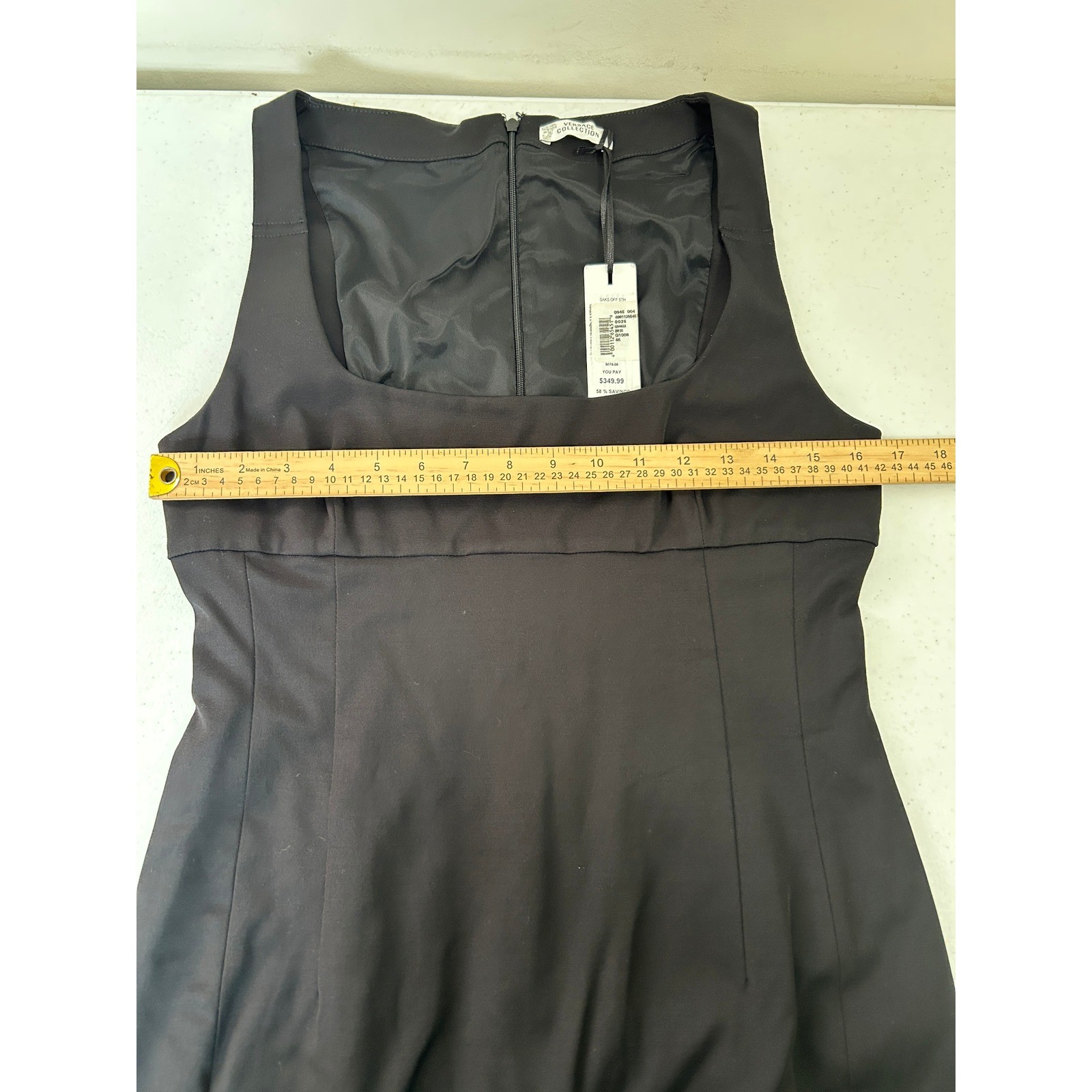Versace Collection Black Sleeveless Square Neck Sheath Dress G34653 Size 46 NEW