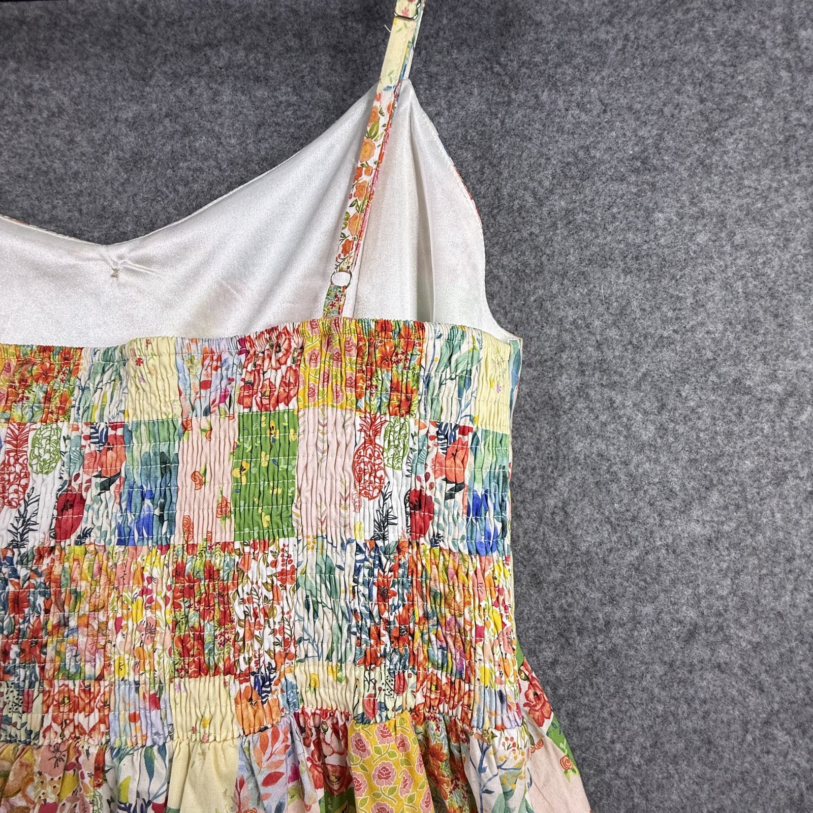 LA SOUL Women’s XL Patchwork Floral Button Front Cami Sundress Midi A-Line