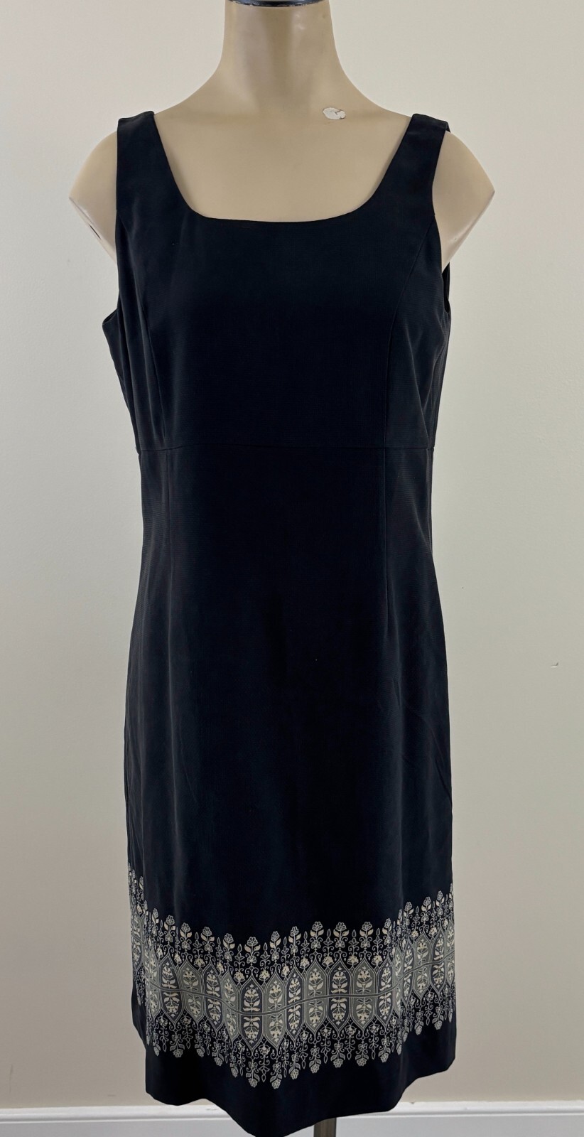 TOMMY BAHAMA 100% SILK Womens Sz 8 Black Floral Sleeveless Lined Beach Dress EXC