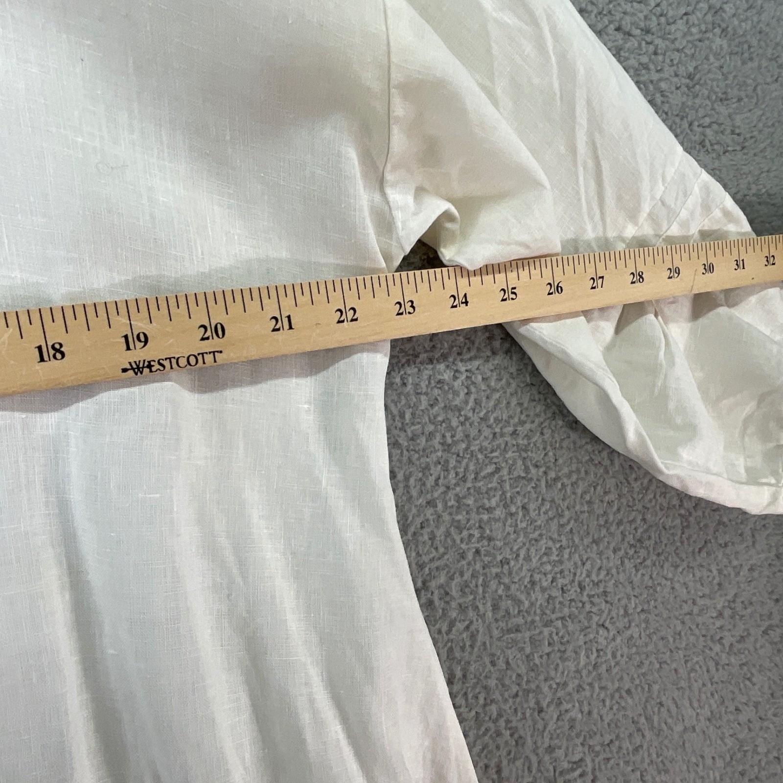 IC Linen Handkerchief Hem Tunic Dress Womens L White Good Lagenlook Pockets Boho