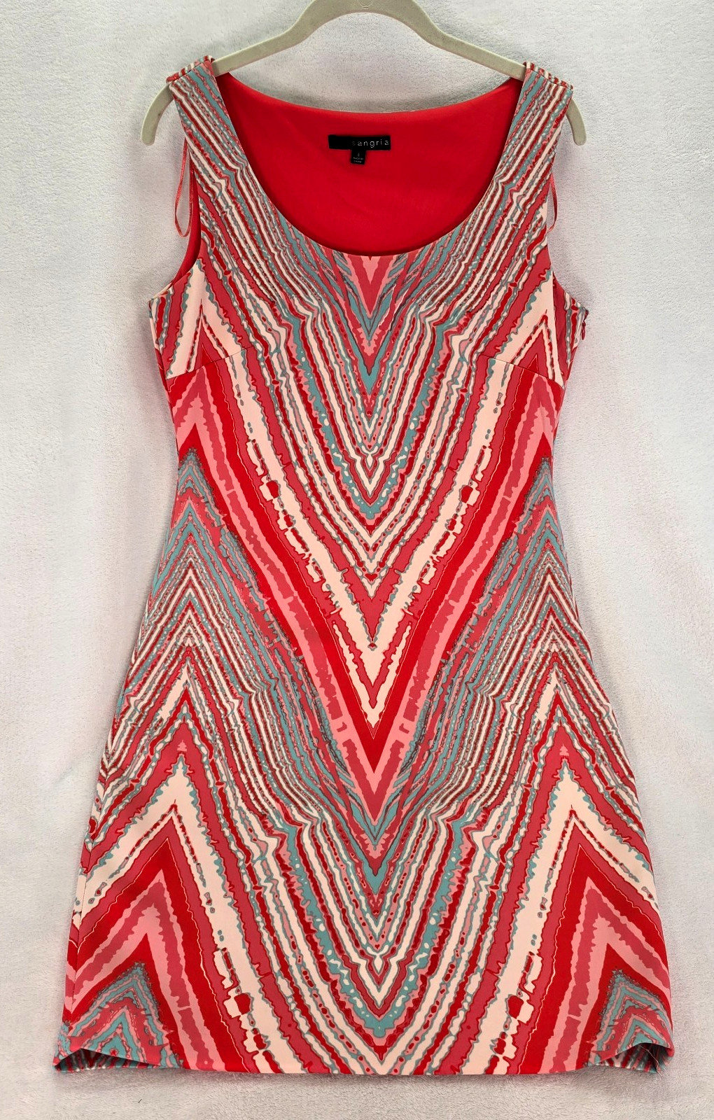 Sangria Neoprene Scuba Stretch Sleeveless Sheath Dress Sz 8 Multicolor $100 NEW