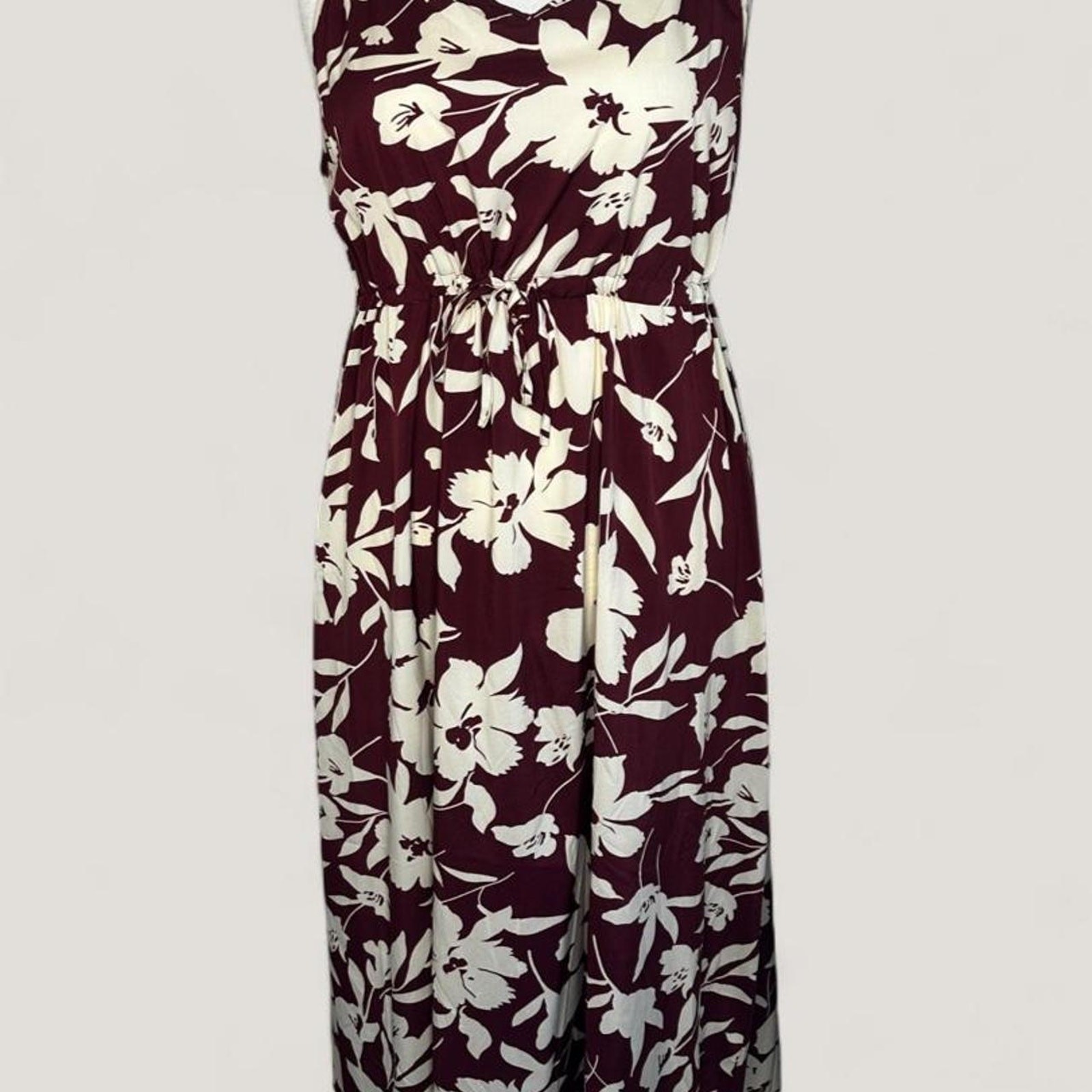 Burgundy white floral maxi