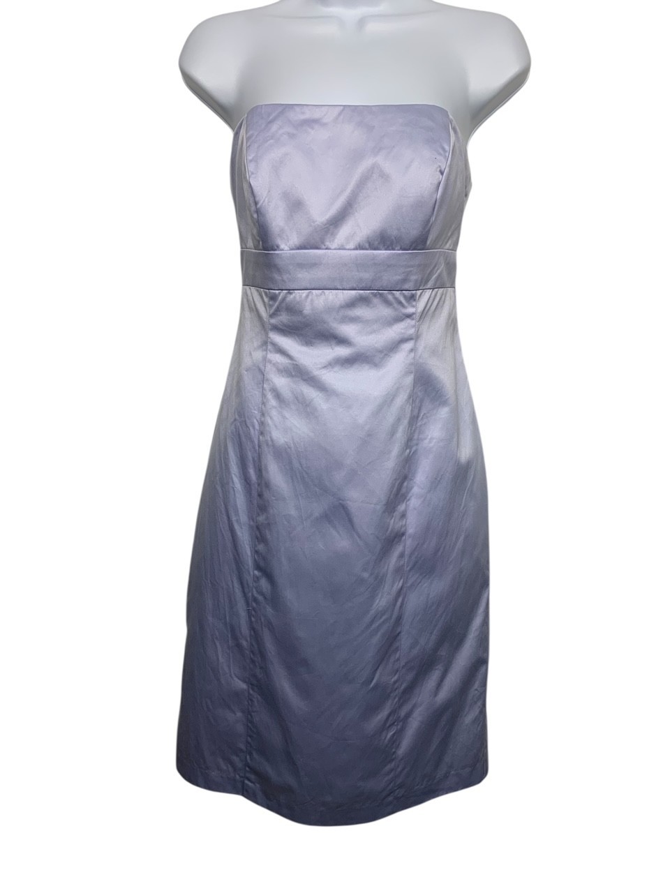 DAVID’s BRIDAL Women size 4 Lavender Strapless Empire Waist Dress Bow Tie