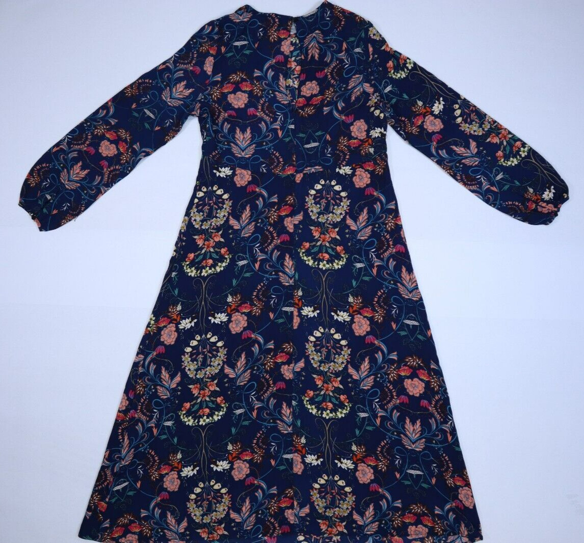 I. Madeline Womens Long Sleeve Garden Splendor Floral Keyhole Back Midi Dress L