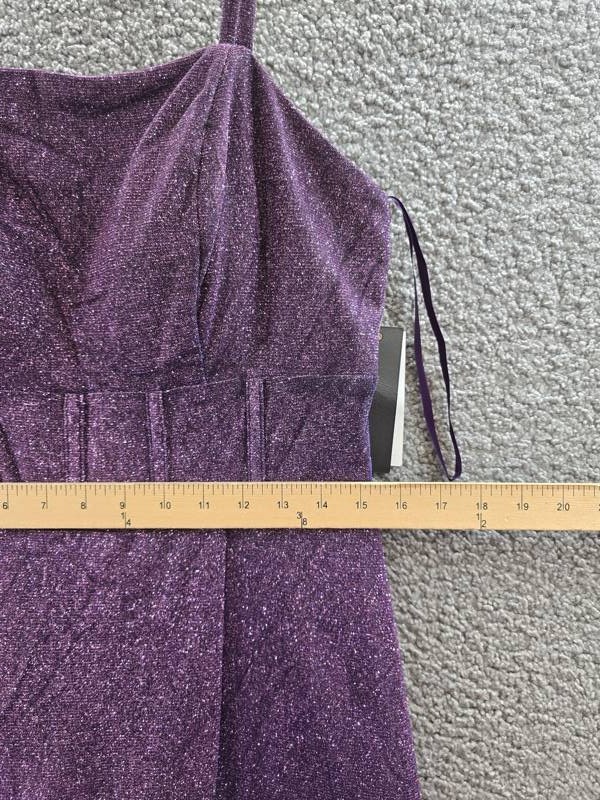 City Studios Square-Neck Sleeveless Glitter Formal Gown Junior’s 14W Grape