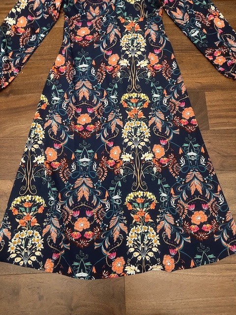 I. Madeline Blue Floral Print Garden Splendor Long Sleeve Dress Size XS NWT
