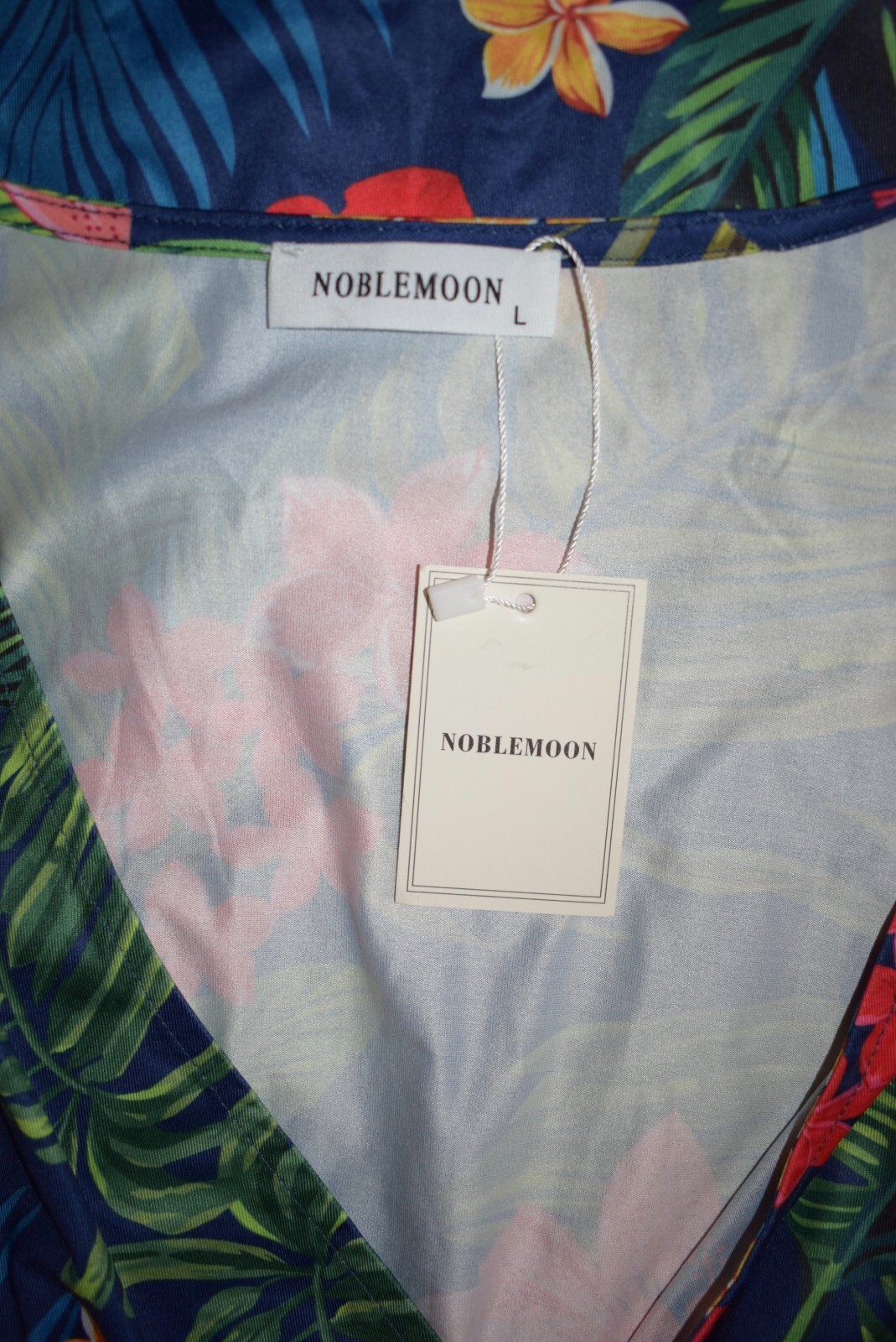 New Womens Noblemoon Dress Large Blue Floral Long Sleeve Coverup Sundress