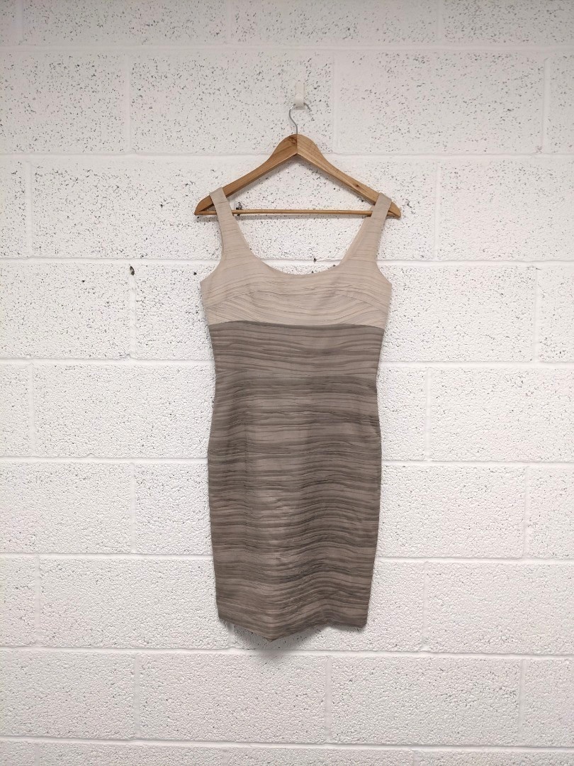 D Exterior Silk Ruched Dress Nude Beige – Made in Italy – Size EU 42 / UK 10-12
