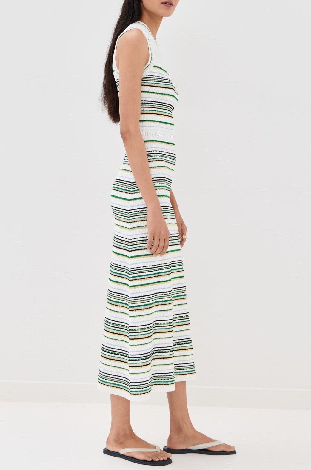 Women Veronica Beard Round Neck Contrasting Tank Midi Dress