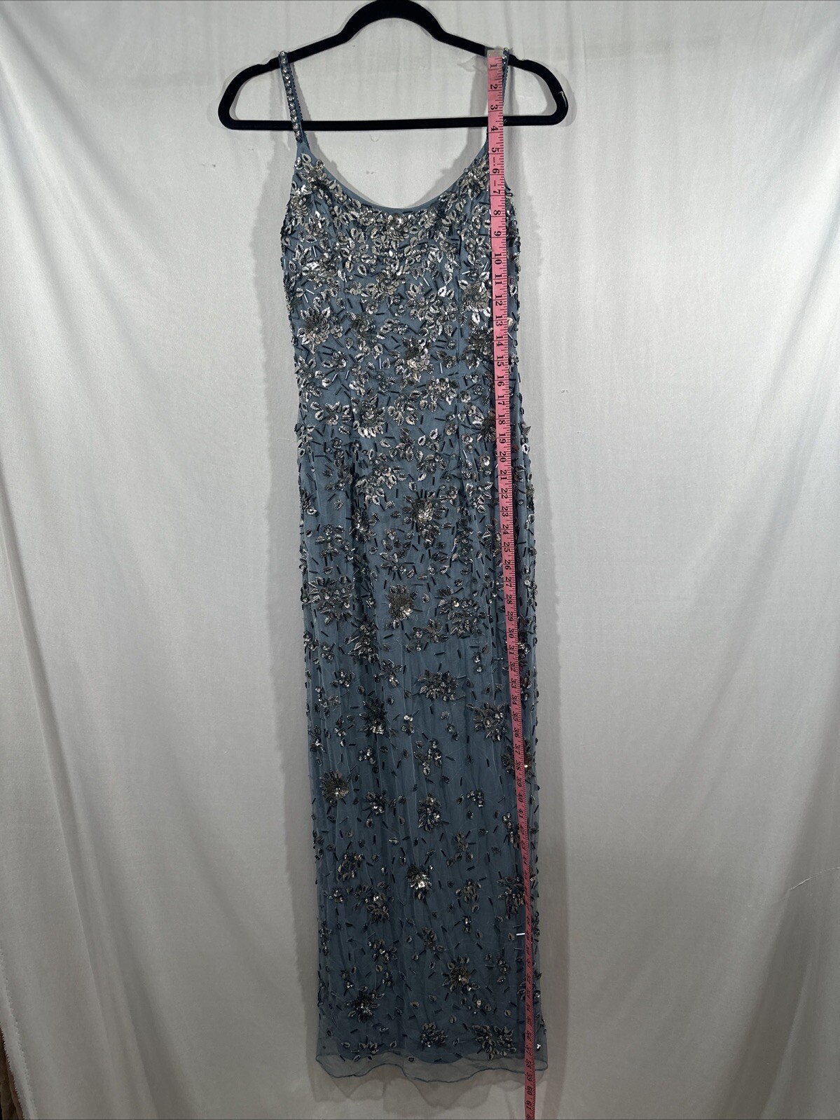 NWT Mac Duggal [ 2 ] 5477 Floral Embellished Scoop Neck Gown in Slate Grey #J744