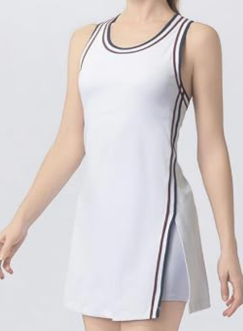 NWT (M) LEAPSTRIDE ATHLETIC DRESS Built in bra SUPER Tight Stretch w/ Side Slit