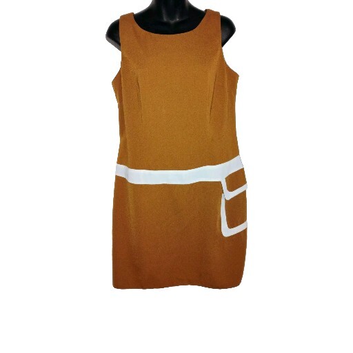 NICE METROSTYLE CLASSIC SLEEVELESS DRESS BROWN/WHITE SZ 10