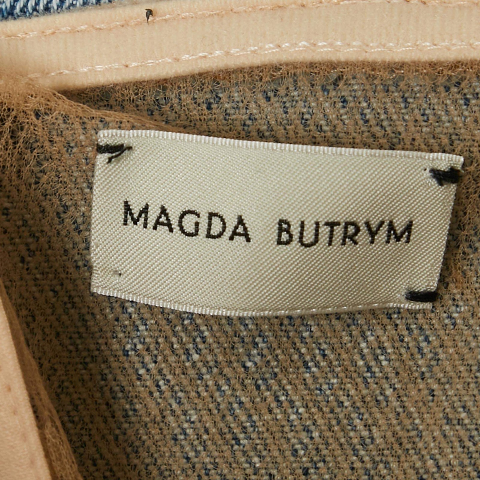 Magda Butrym Blue Denim Strapless Mini Dress S