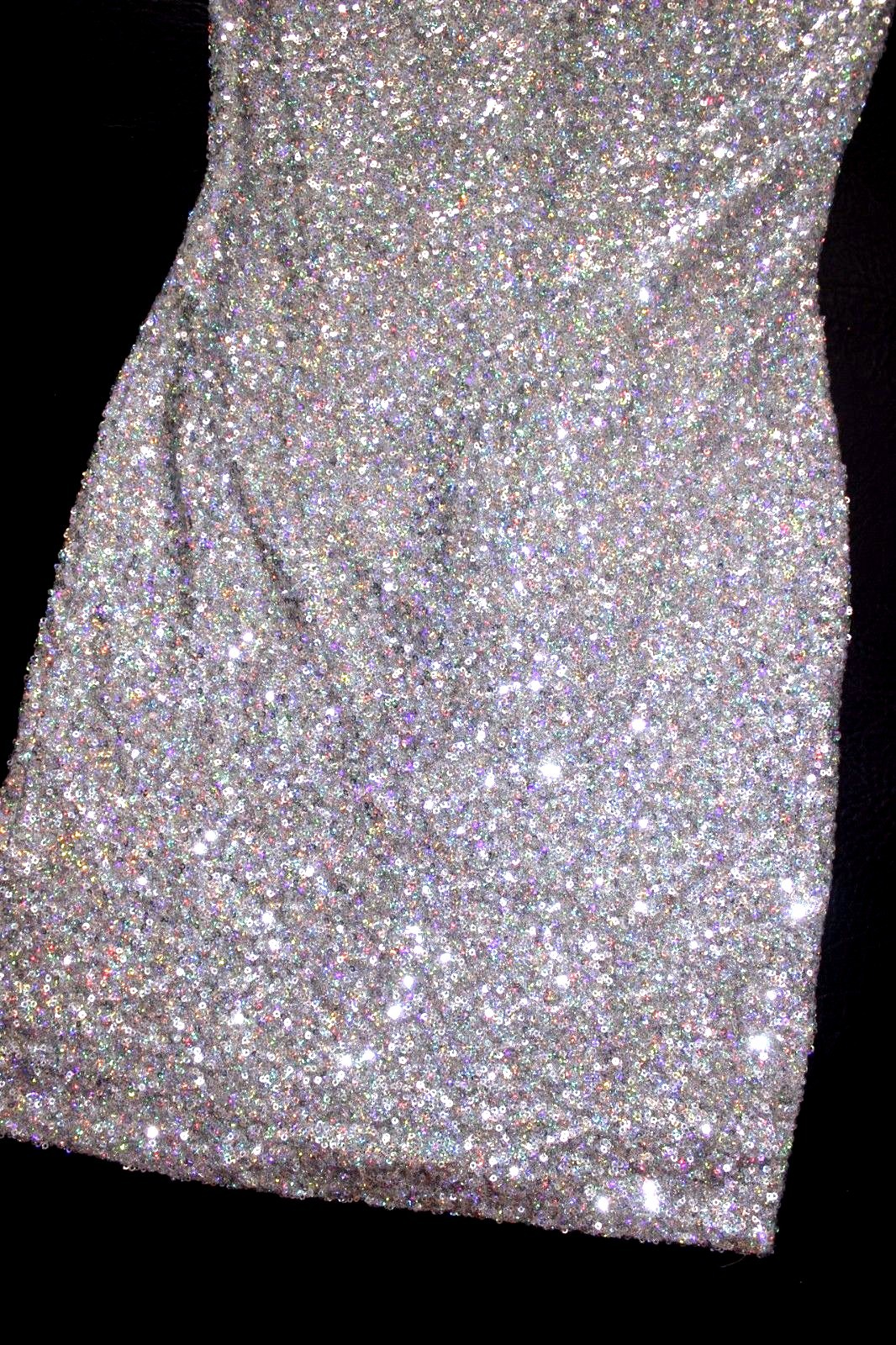 NWT bebe allover silver sequin sparkly shimmery clubbing top dress S Small sexy