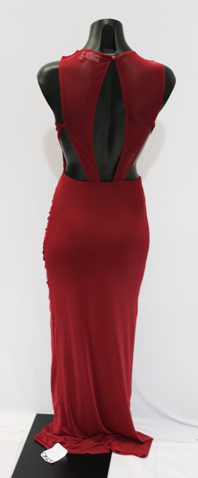 Asos Design Women’s Strappy Back Ruched Mesh Maxi Dress EJ3 Dark Cherry Size 4