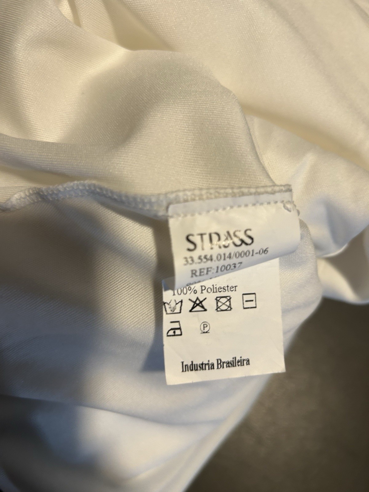 Straas High Halter Neckline.Side Slit.Size P