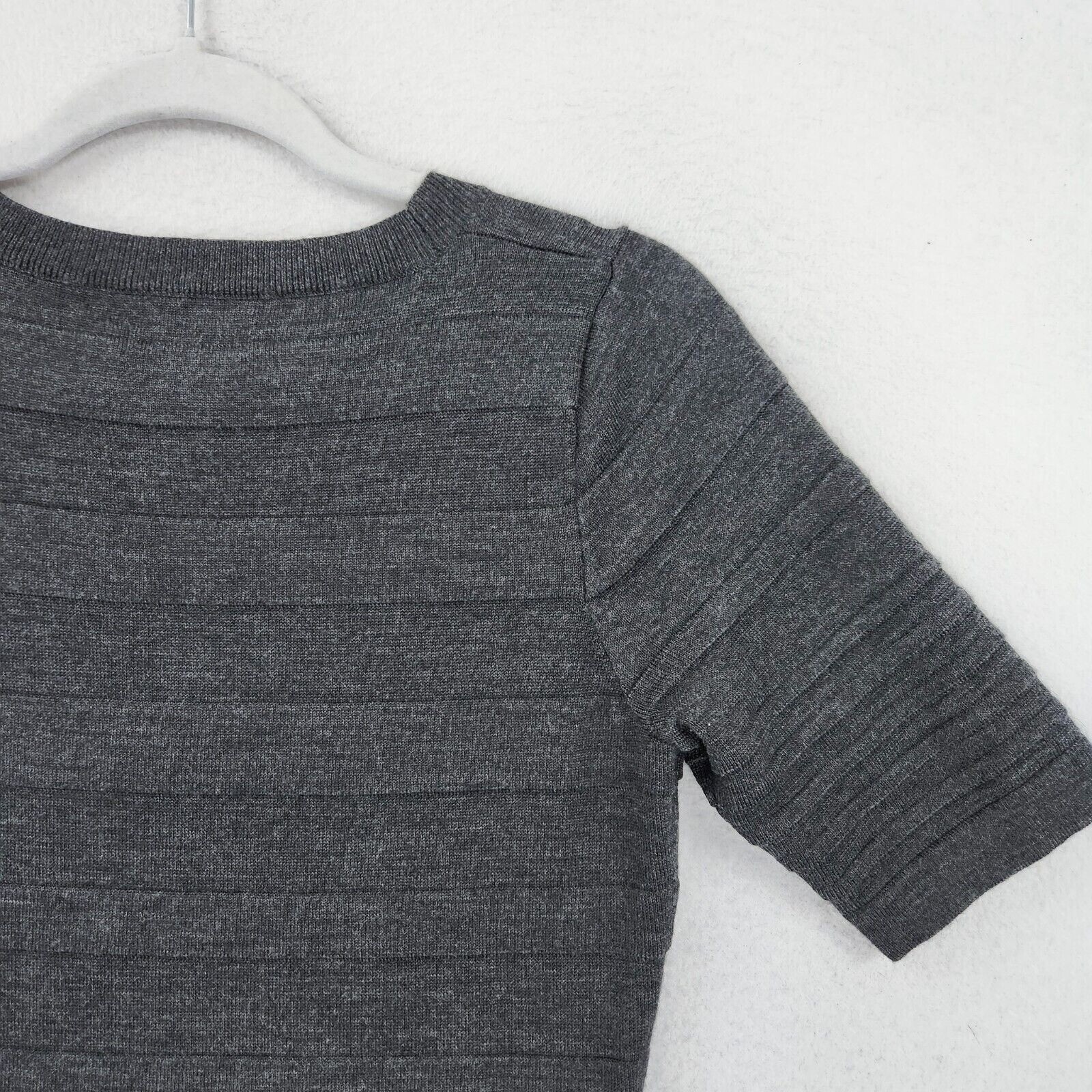 Calvin Klein Dress Womens Small Gray Wool Blend Short Sleeve A Line Sheath Knit