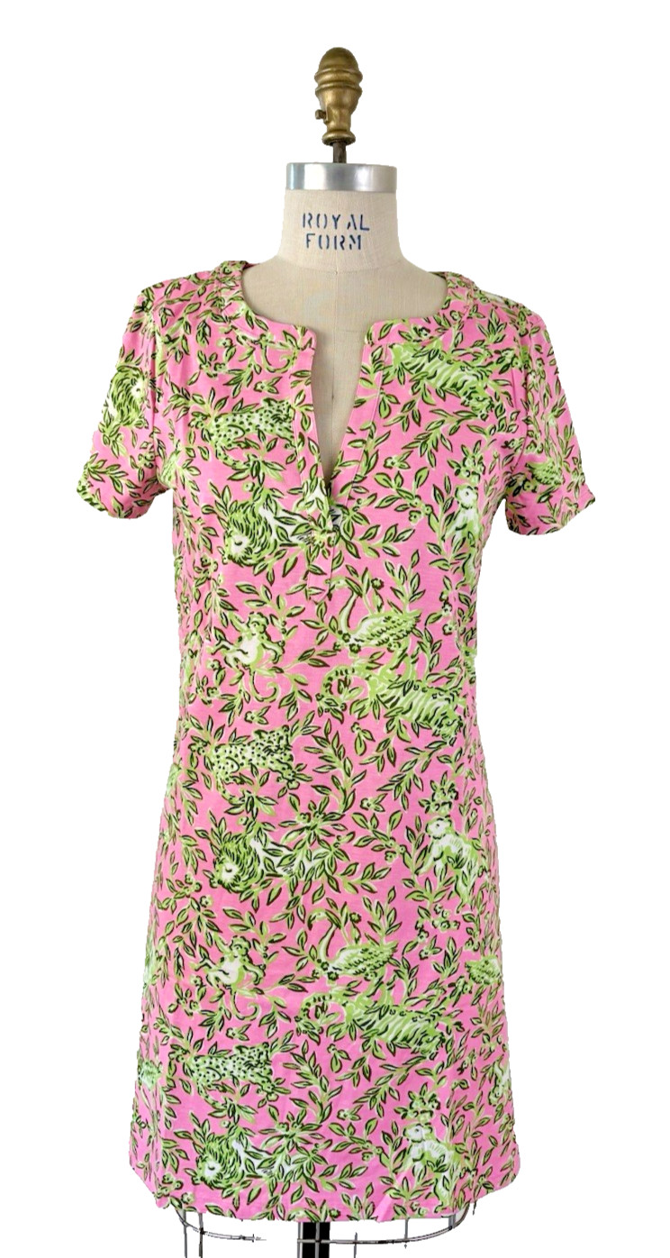 Lilly Pulitzer Dev T-Shirt Dress Rousseau Pink Mane Character Energy Sz L