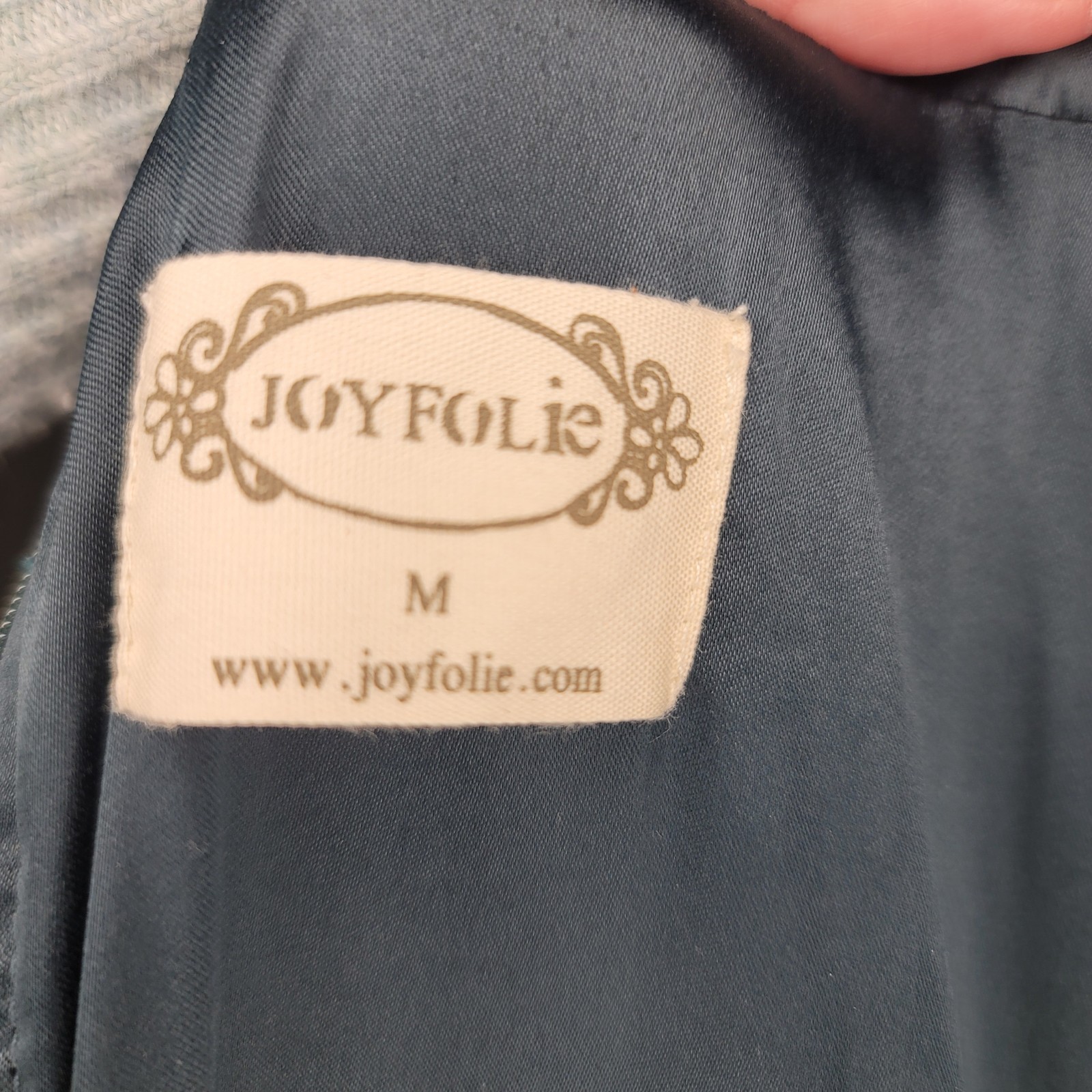 Joyfolie Blue Polka Dot Maxi Dress V-Neck Long Sleeve Tulle Ruffle Lined M