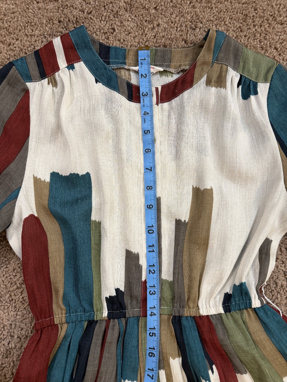 🎨 Vintage Abstract Colorblock Brushstroke Midi Dress Vintage from 1980s