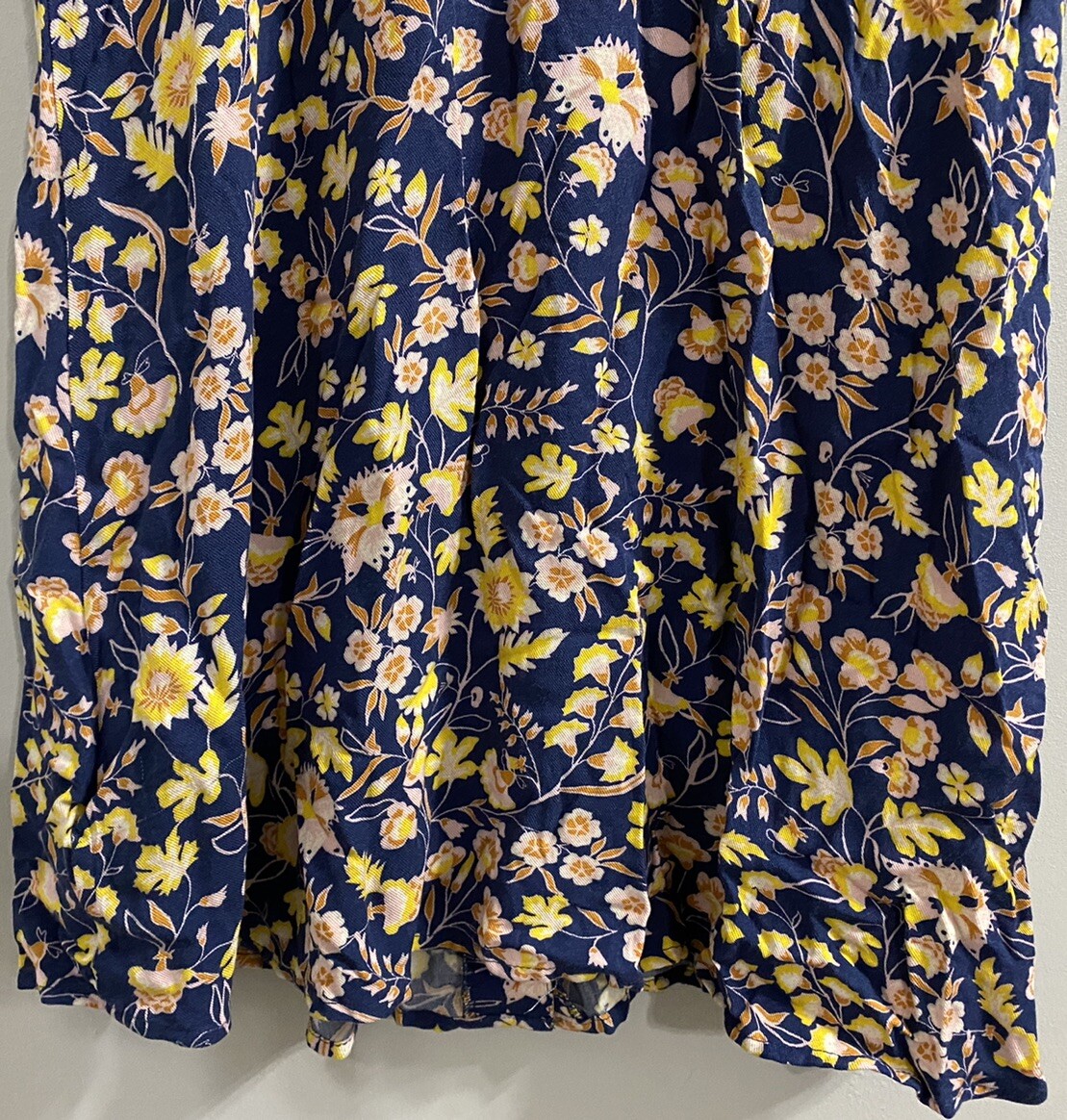 Goodthreads Women’s Tulip Sleeve Button Down Dress Blue With Wildflowers Small
