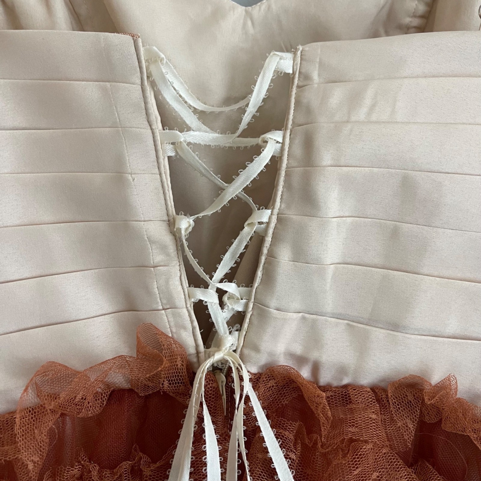 Unique Vintage Corset Ruffle Tulle Party Dress Size S/4 Fairy Coquette Hoco Prom
