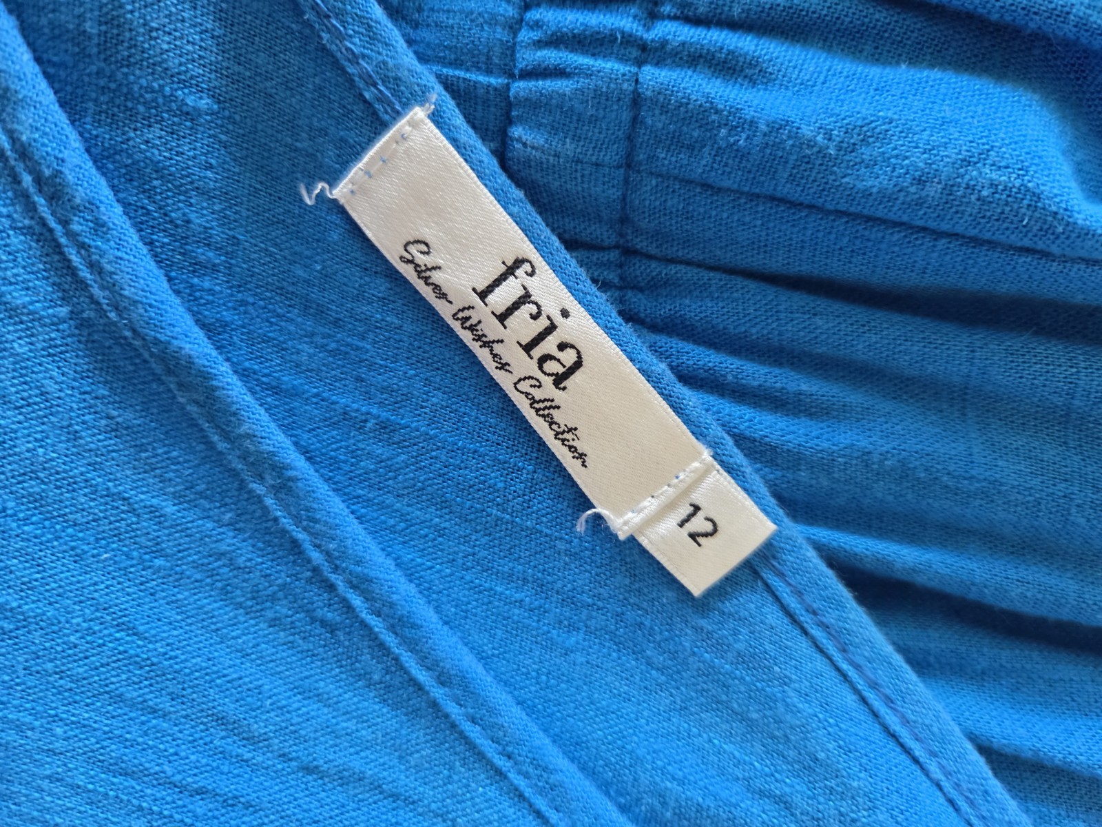 FRIA Size 12 Blue V-Neck Flutter Sleeve Elastic Waist Fit & Flare Short Dress