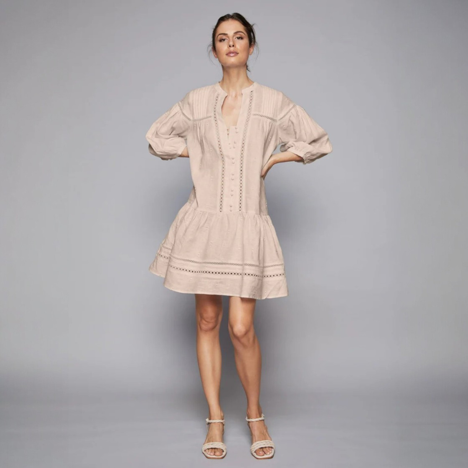 ZOE KRATZMANN Beckon Mini Dress Husk Size 1 AU10 US8 Slip included Cotton