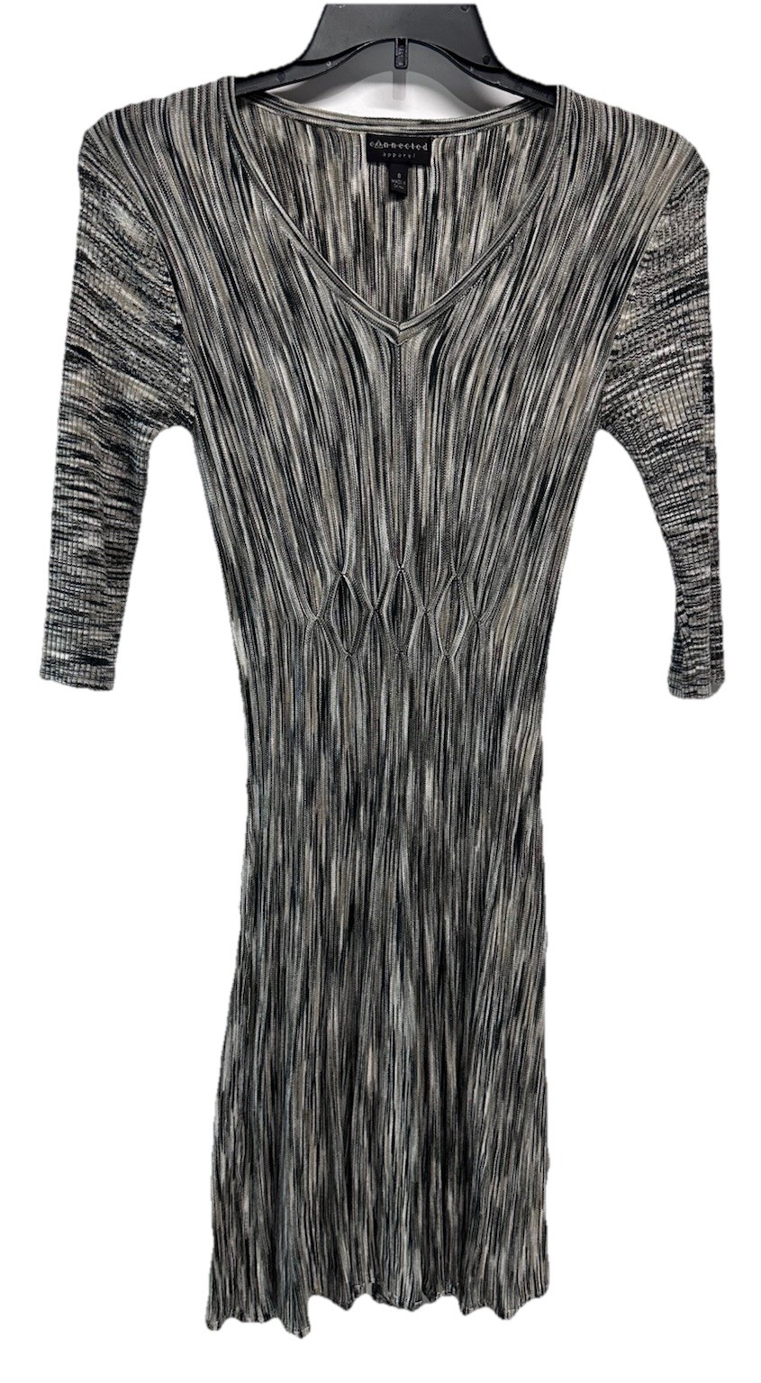 Connected Apparel A Line Sweater Dress Marled Gray V Neck Size S