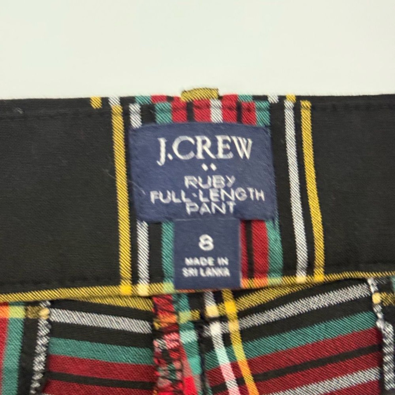 J.Crew Ruby full length tartan Plaid Trousers in Red and Black in size 8
