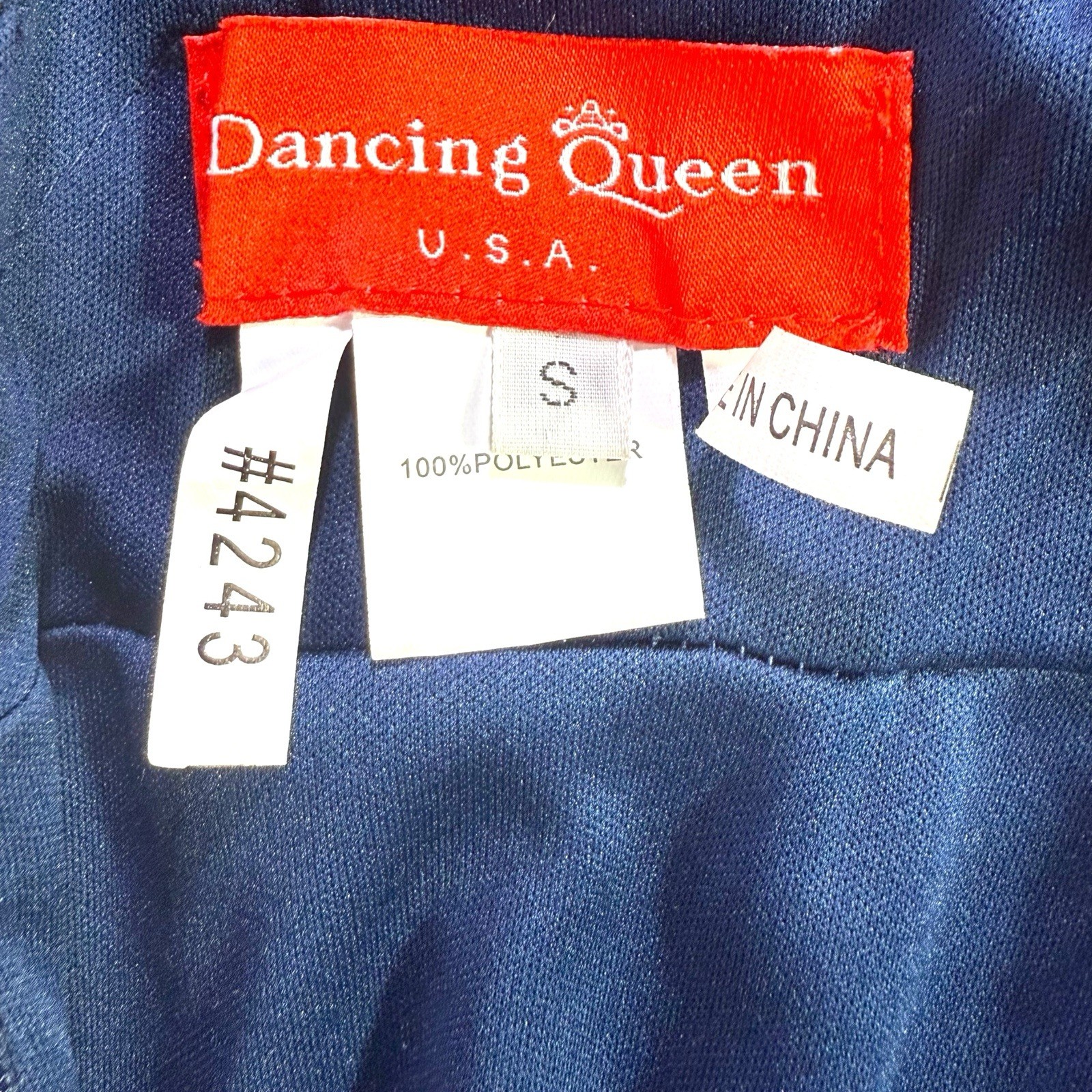 Dancing Queen Navy Blue Beaded Sparkling Maxi Train Evening Dress Sz S