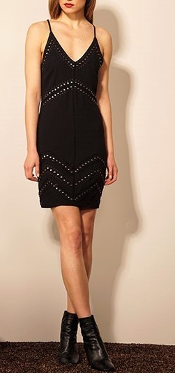 New With Tags Adelyn Rae Black Spaghetti Strap Beaded & Sequin Dress