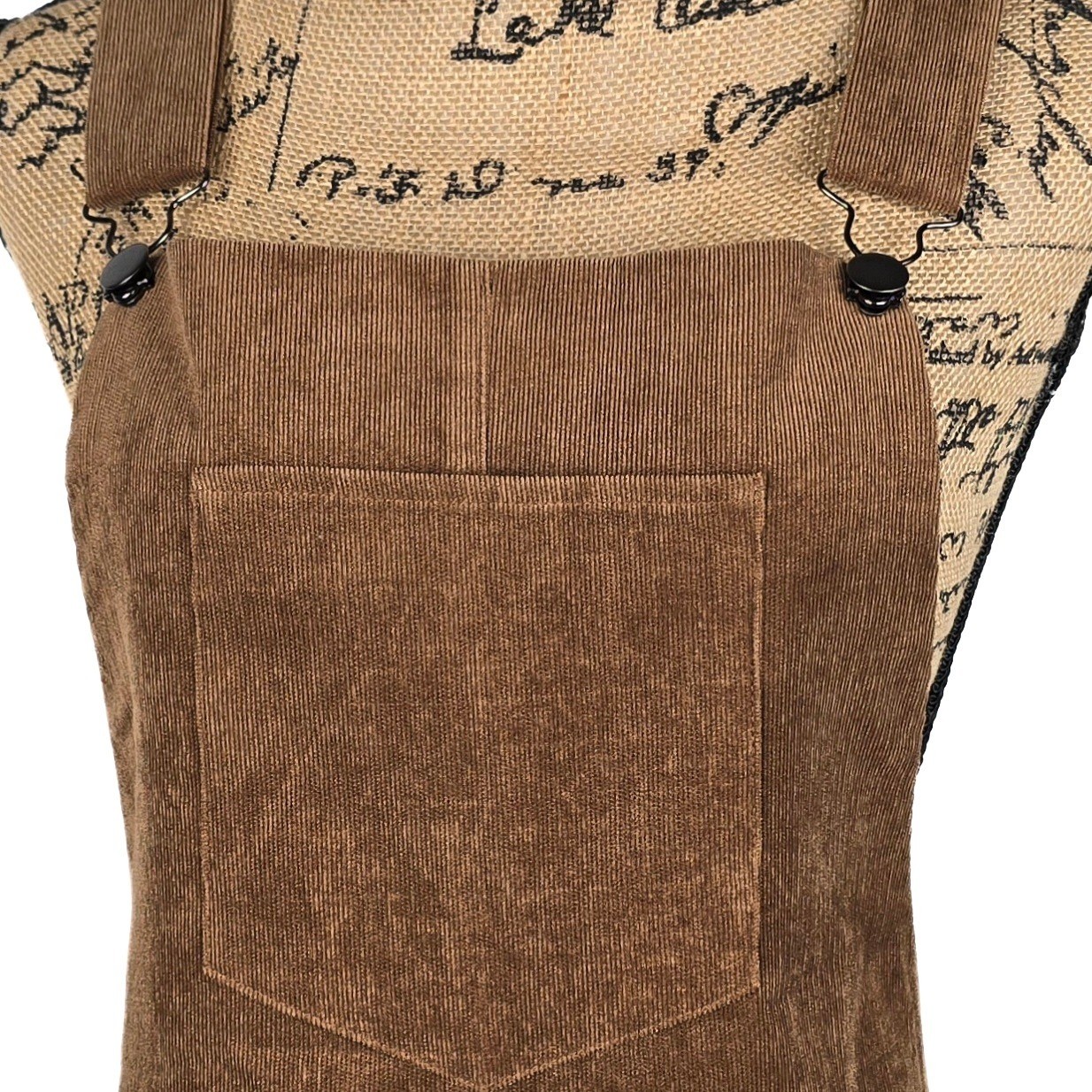 Everly Brown Corduroy Pinafore Overall Dress Large Camel Tan A-Line Bib Front