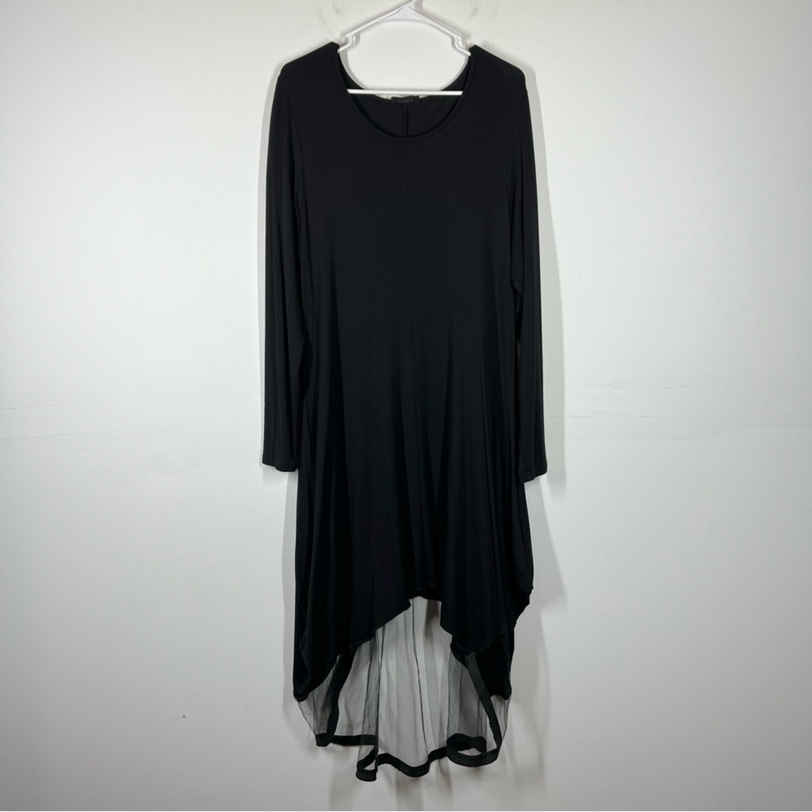 LUUKAA Long Sleeve Mesh Jersey Knit Lagenlook Dress Size 4