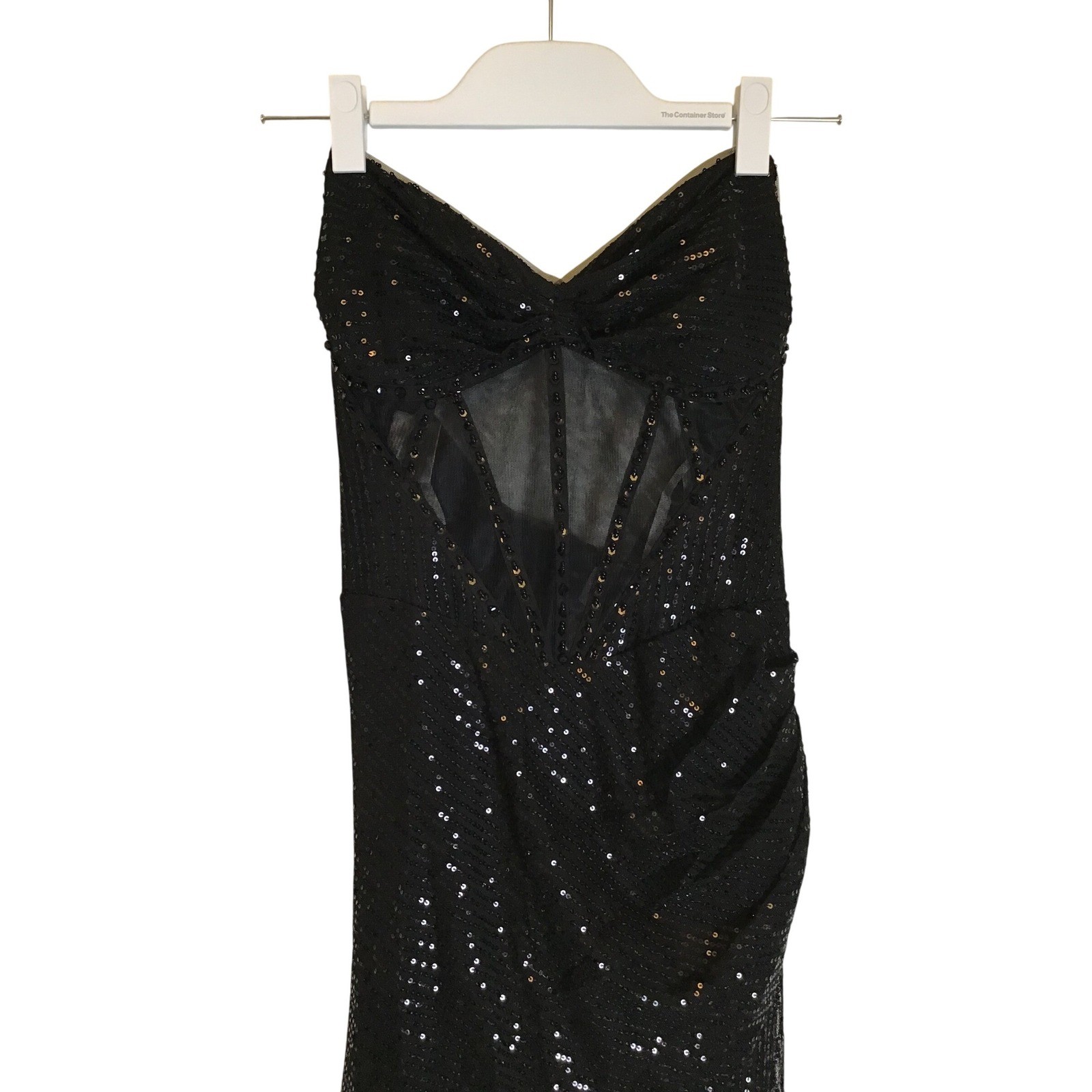 RYANTH Women’s Black Sequin Corset Bodice Lace Up Back Maxi Dress Size 14 NWT