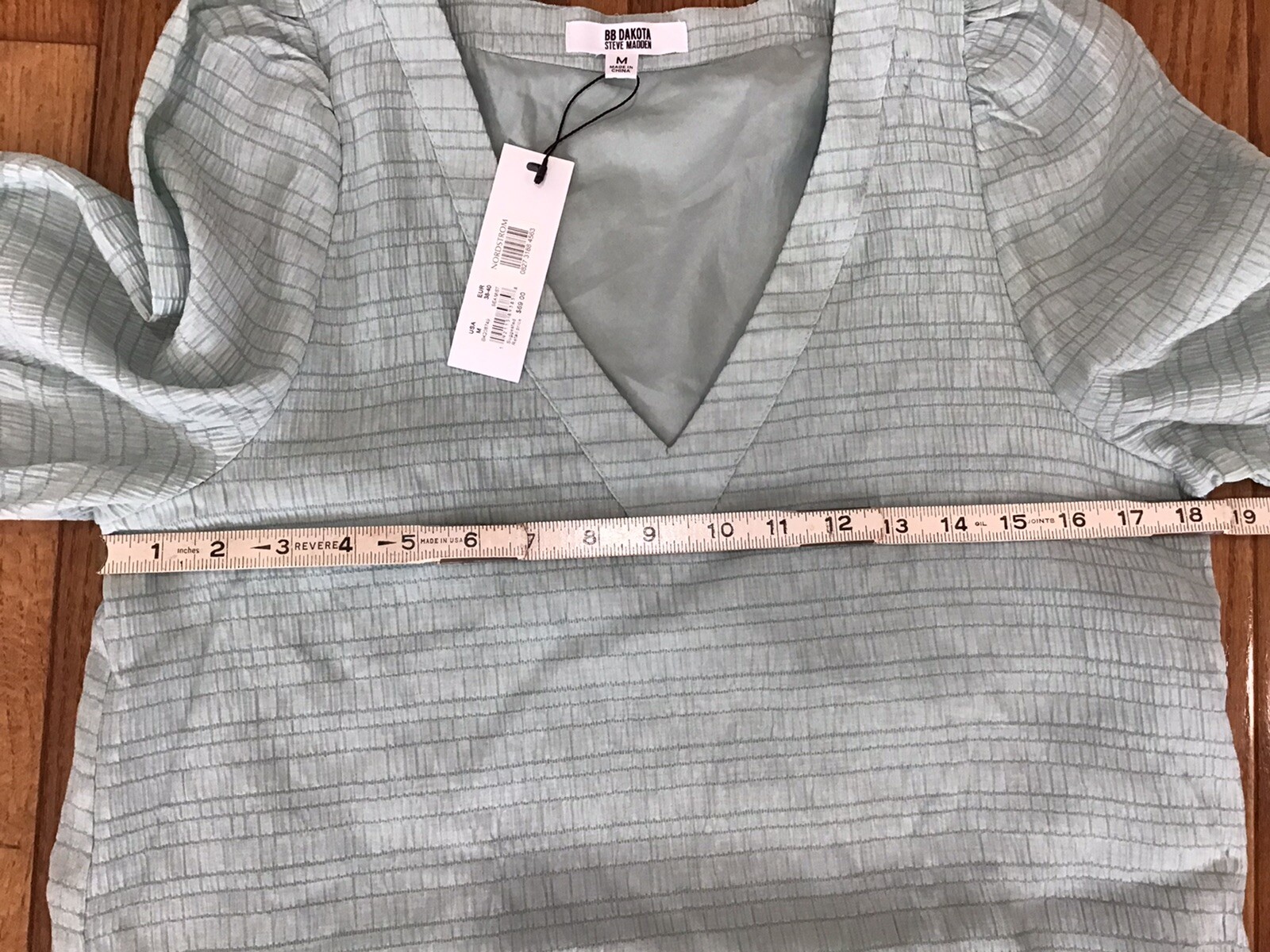 NWT Steve Madden x BB Dakota Balloon sleeve dress sea mist size M V-neck Lining