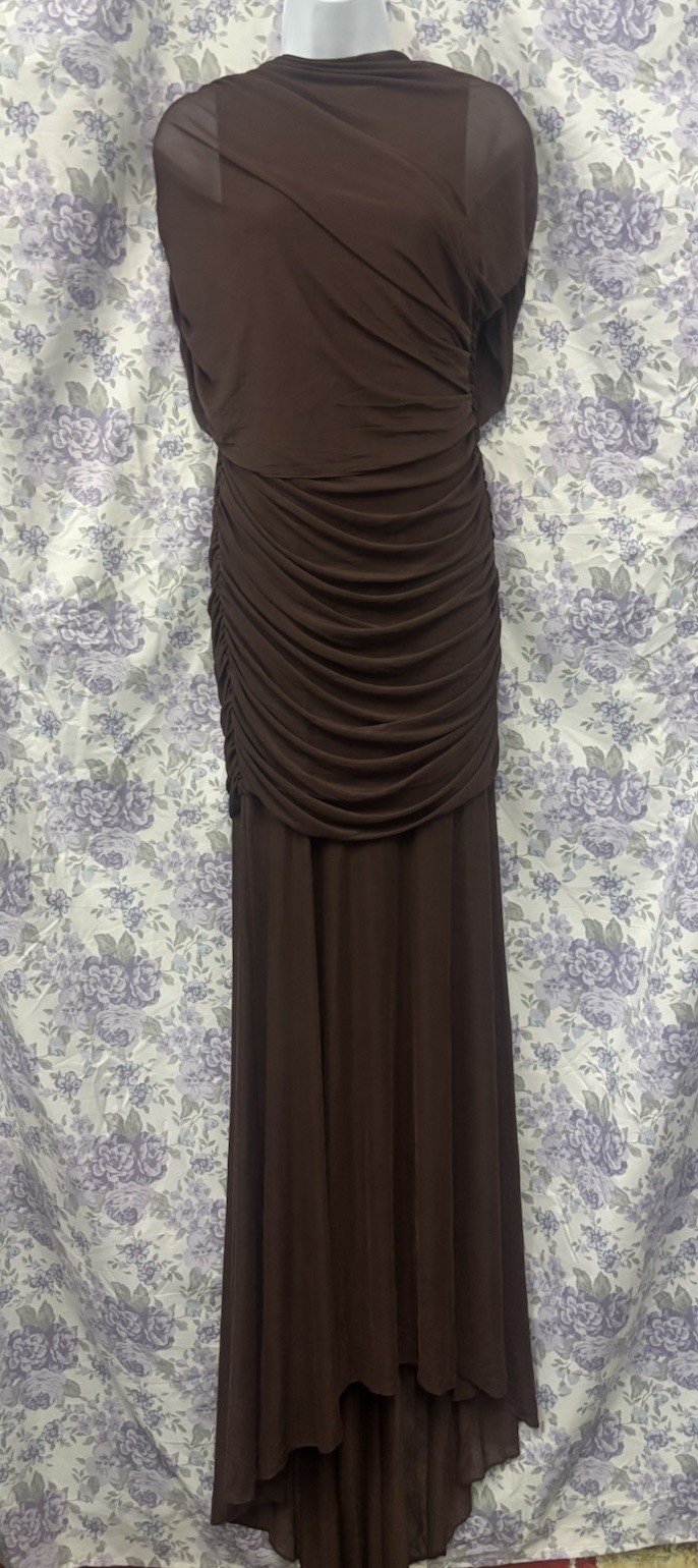 Amanda Uprichard x REVOLVE Evianna Mesh Gown in Brown L 297! (See Description)