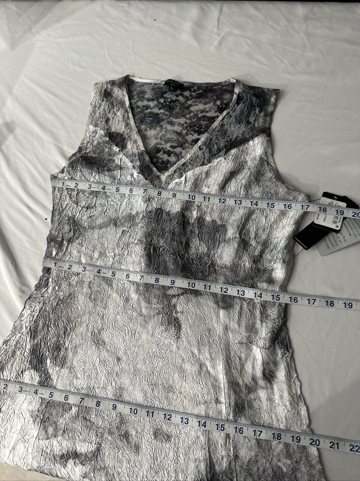 NWT Komarov [ Large ] Lace Up Back Charmeause Maxi Dress Watercolor Floral U1182