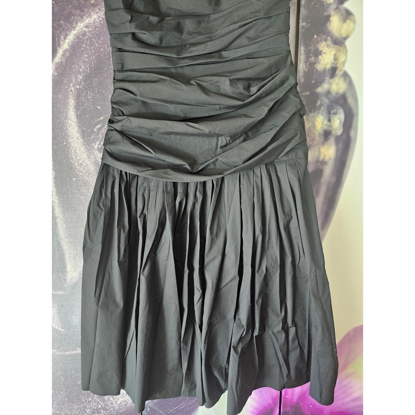 Carolina Herrera Black Halter Neck Midi Ruched Party Dress Size 10 TP01