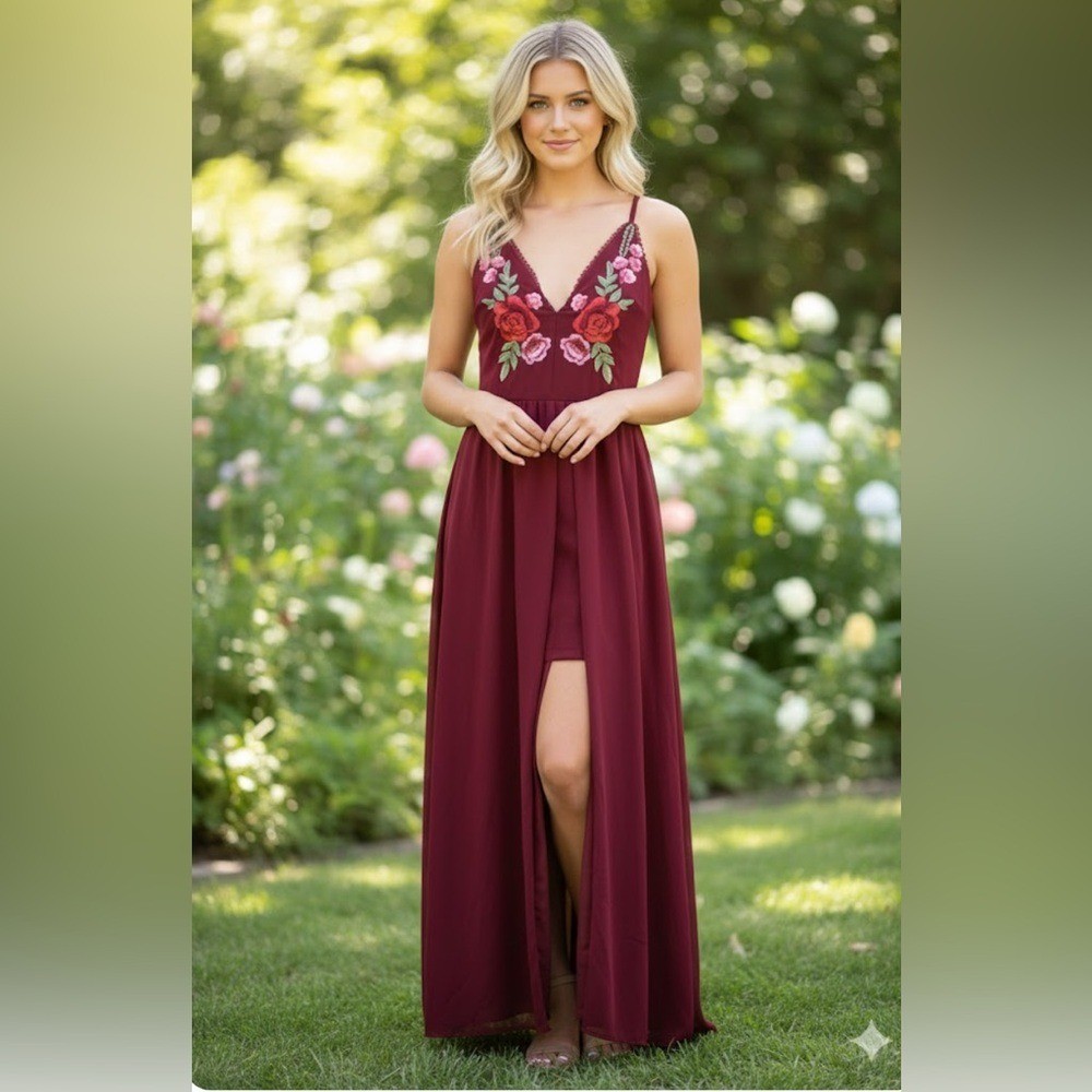 Maxi dress long in the back shorts in the front red side S