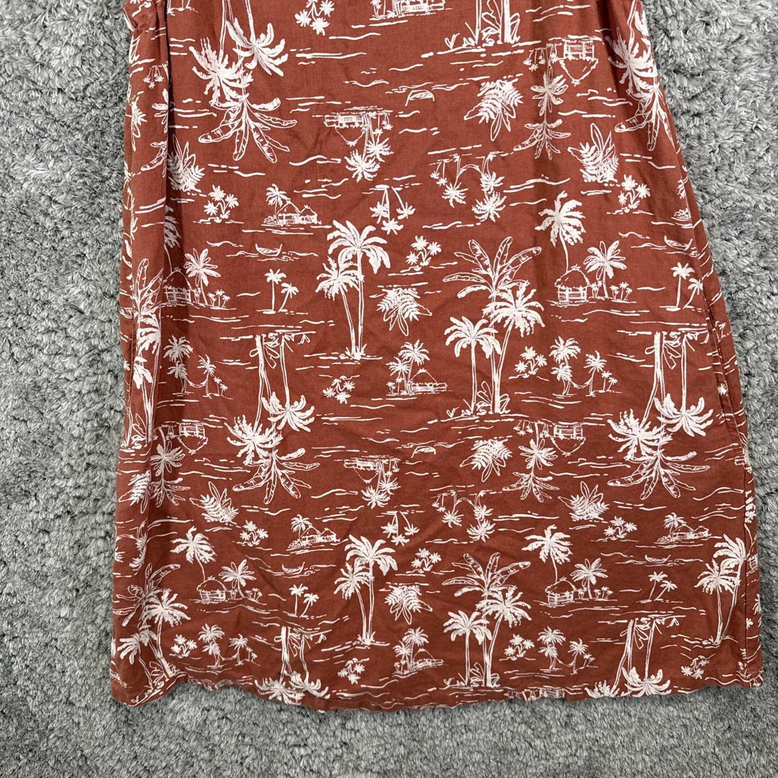 A.N.A. Linen Blend Mini Dress Sleeveless Boho Tropical Medium Terracotta Beach