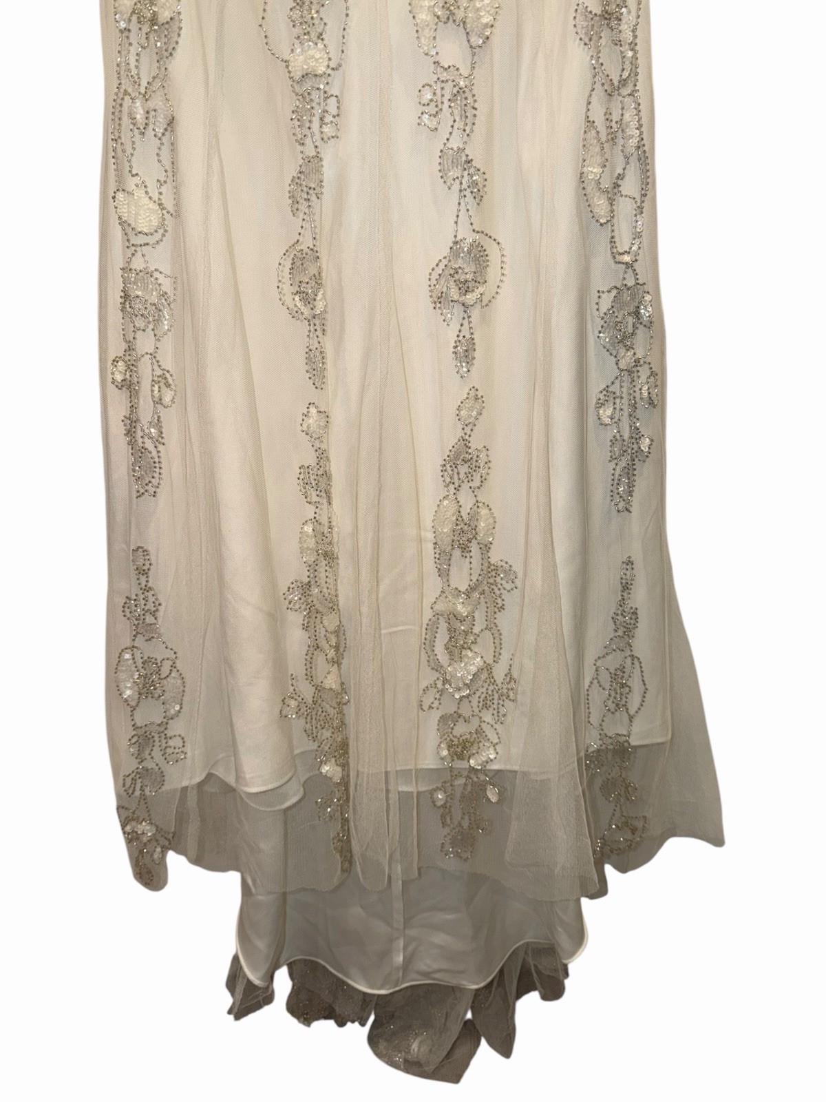JENNY PACKHAM Beaded Ivory White Maxi Gown UK 18 US 14 Cape Bridal Wedding 🟡