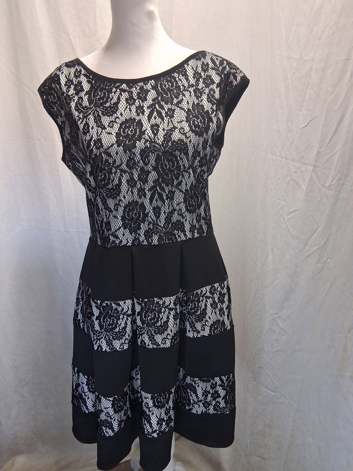 Tiana B Dress Size 8 Dress Lace Babydoll Pleated Overlay Whimsy Goth Y2K Coctail