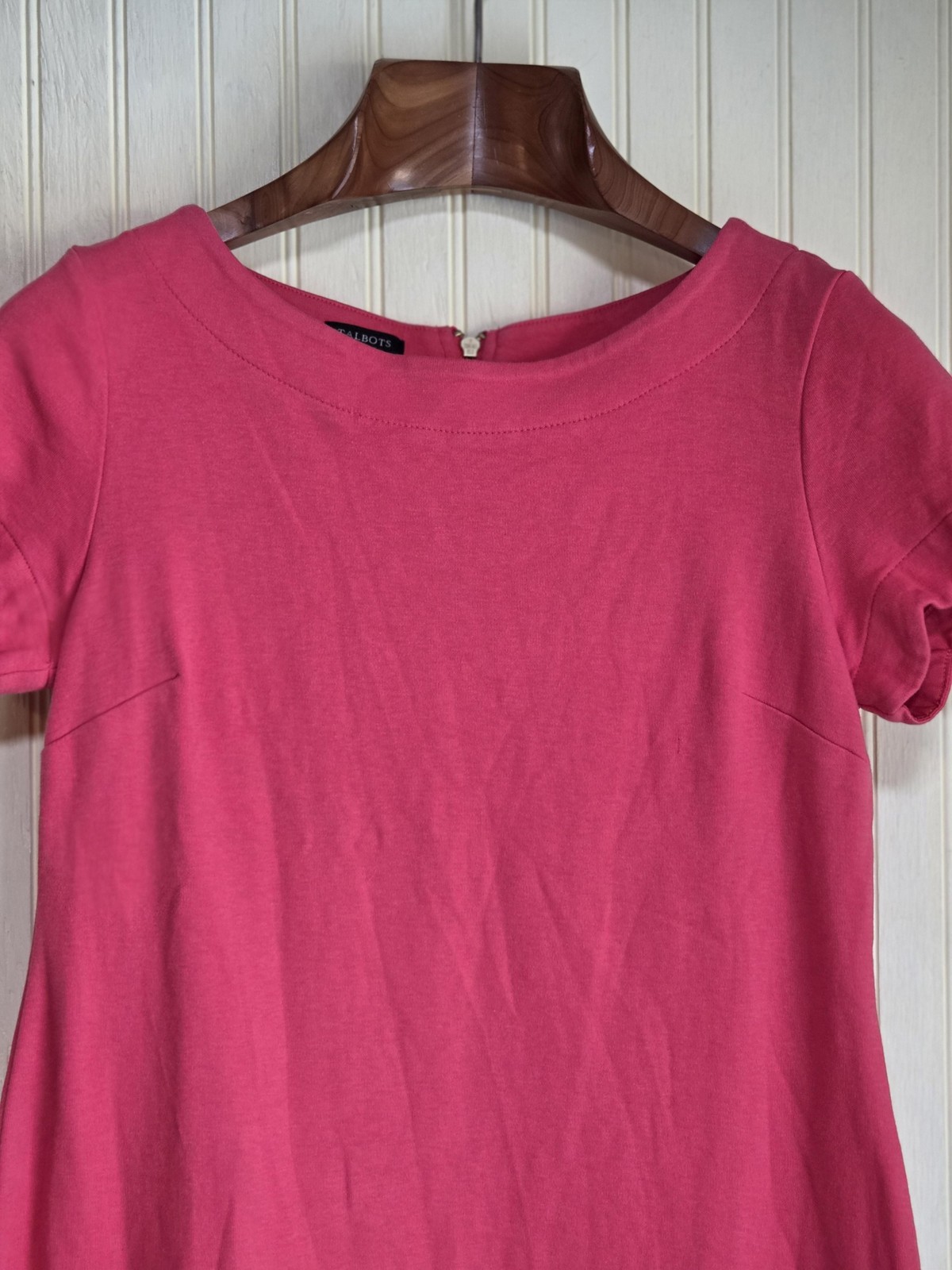 Talbots Dress Womens PS Pink Short Sleeve T-Shirt Shift Knee Length Cotton