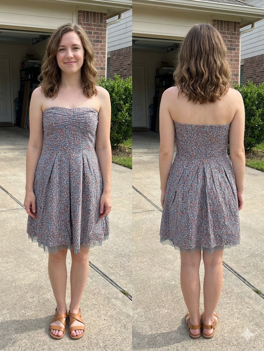 American Eagle Outfitters Floral Strapless Mini Dress Size 8 Pleated Tulle Trim