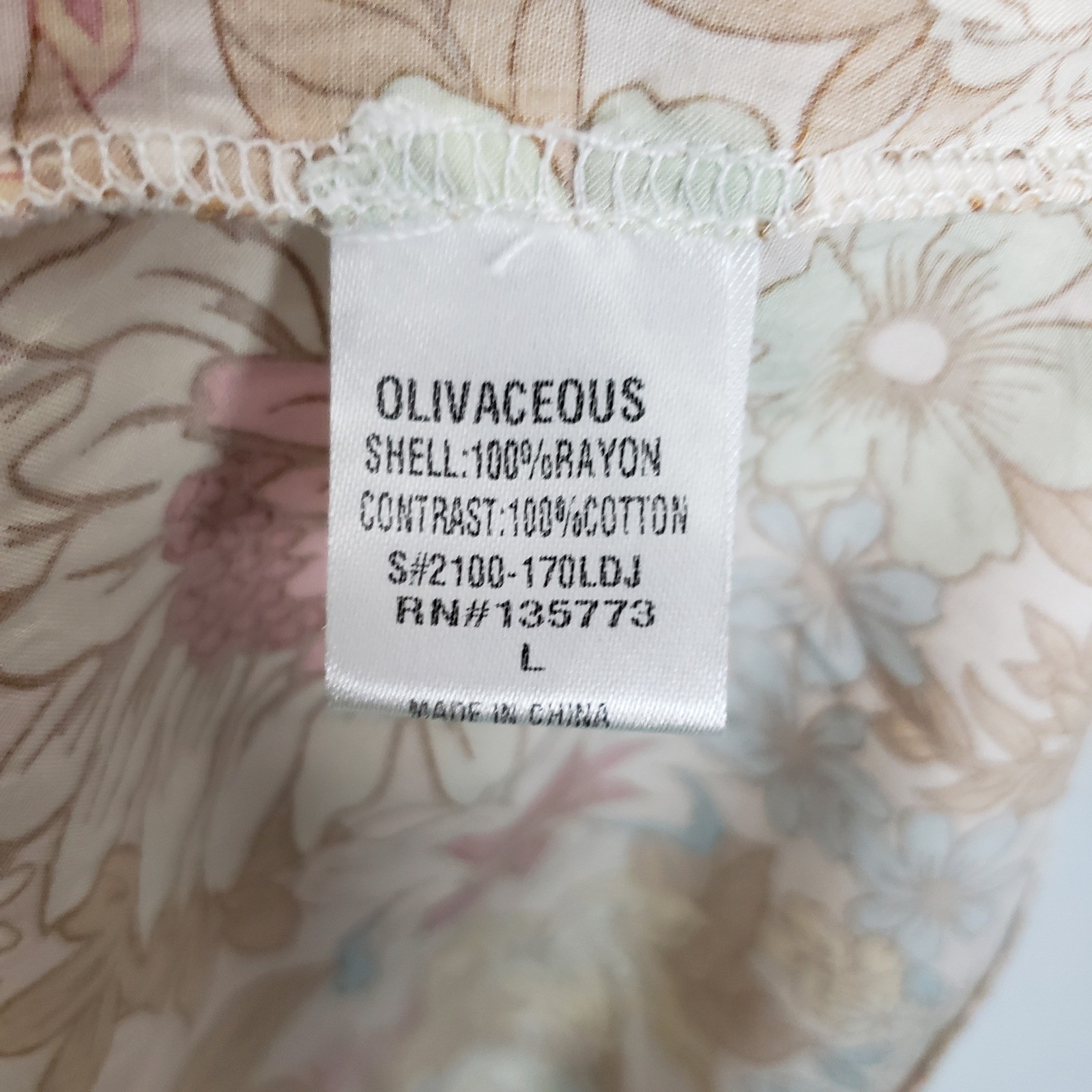 Olivaceous Size L Tiered Mini Dress Muted Boho Floral Print Summer Flowy Coastal